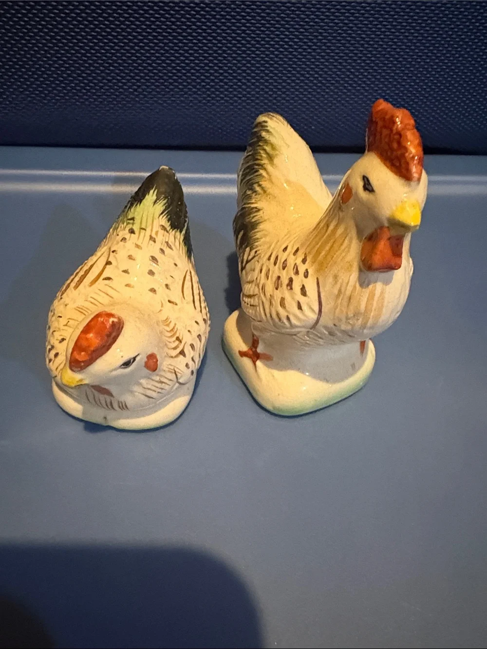 Vintage Ceramic Hen Salt and Pepper Shakers - White & Cream